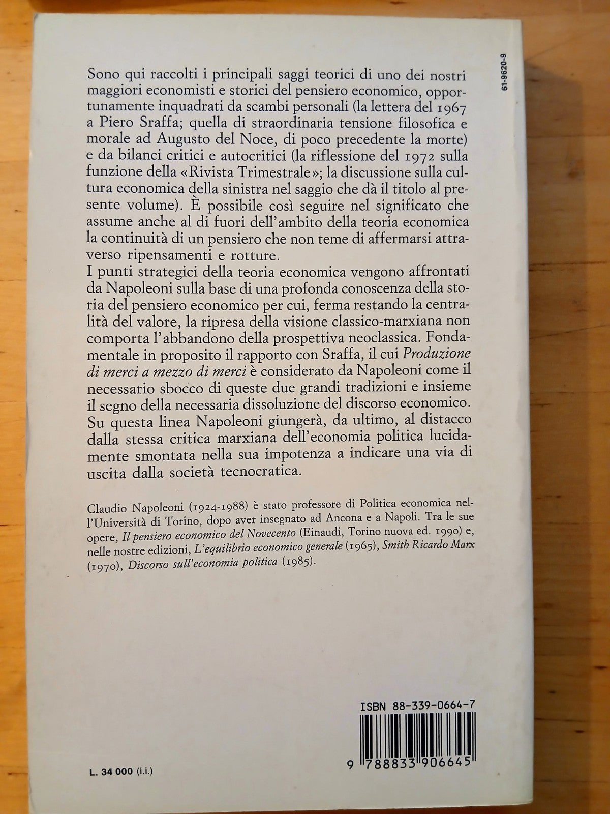 Claudio Napoleoni - Dalla scienza all'Utopia - Bollati Boringhieri 1992