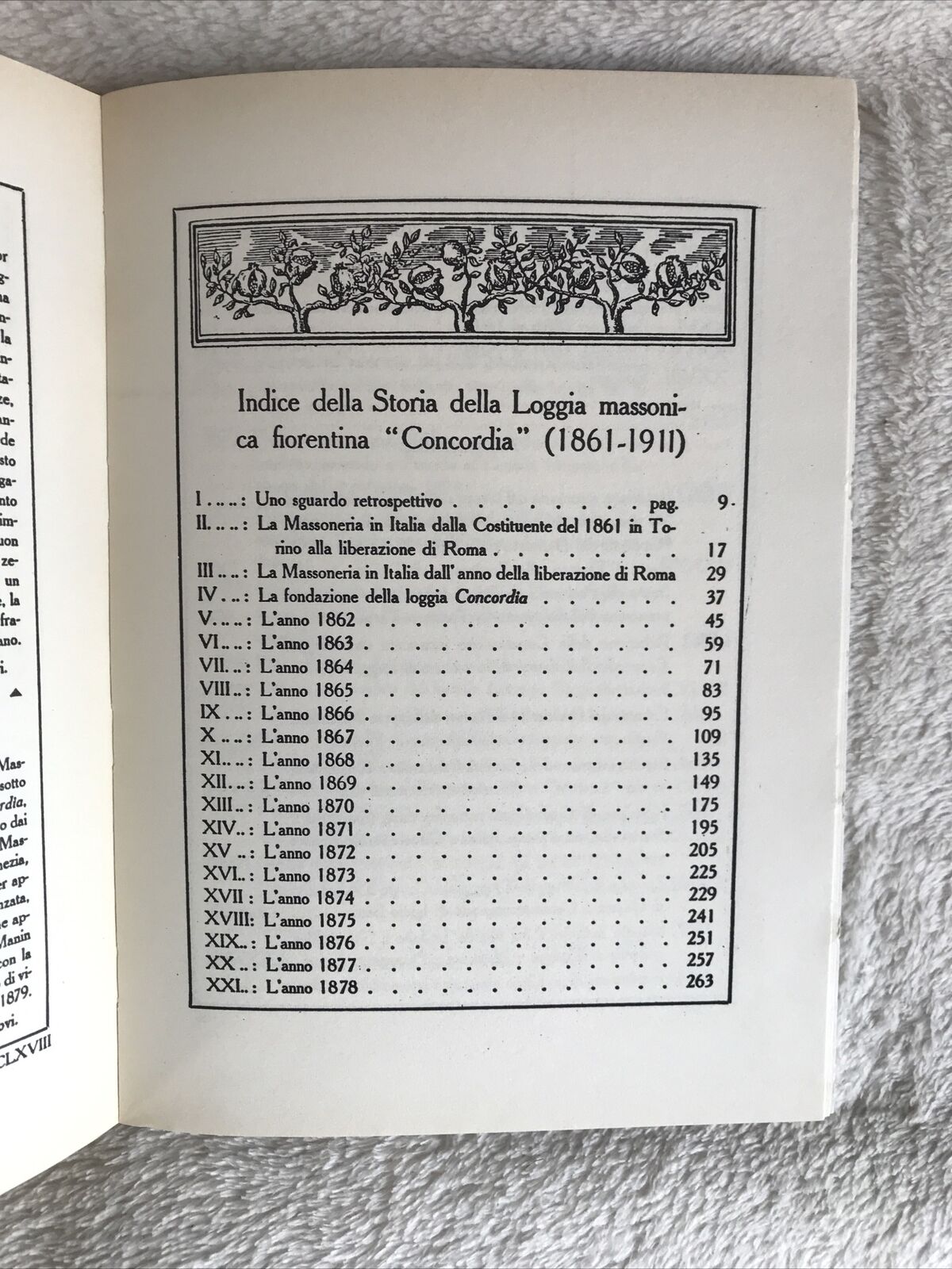 STORIA DELLA LOGGIA MASSONICA FIORENTINA CONCORDIA 1861 - 1911. G. Valeggia