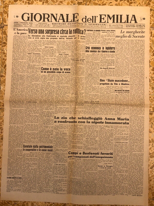 Il Giornale dell'Emilia 30 luglio 1947 - Cronaca di Bologna
