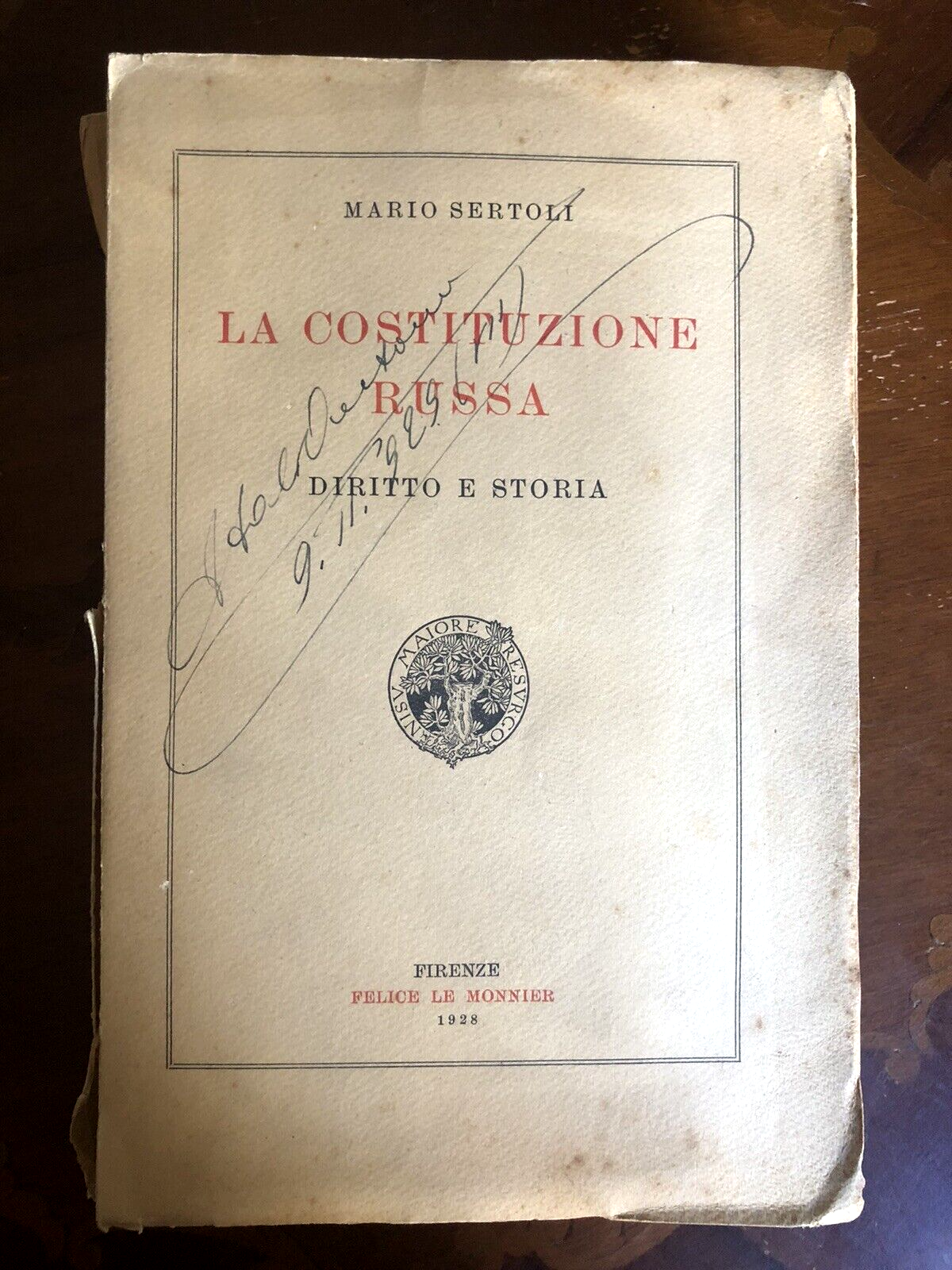 LA COSTITUZIONE RUSSA diritto e storia - MARIO SERTOLI, LE MONNIER 1928