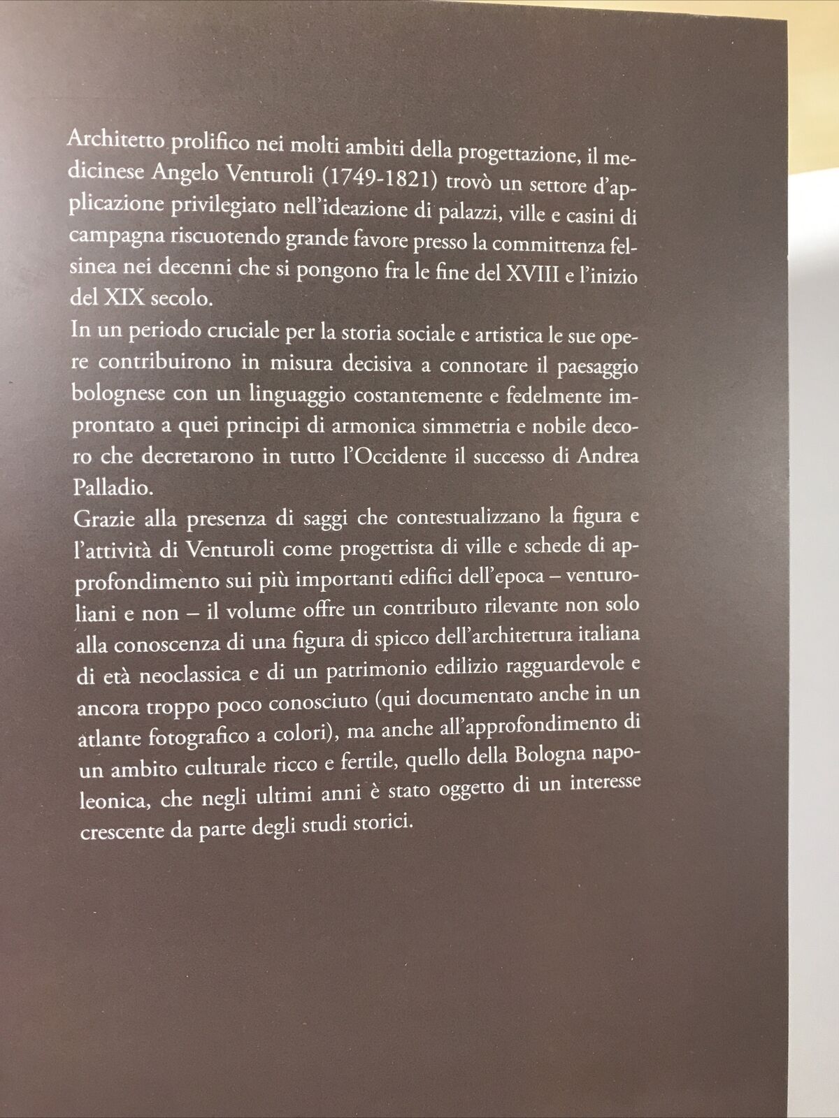 NEL SEGNO DI PALLADIO, Angelo Venturoli e l'architettura bolognese tra sette 800