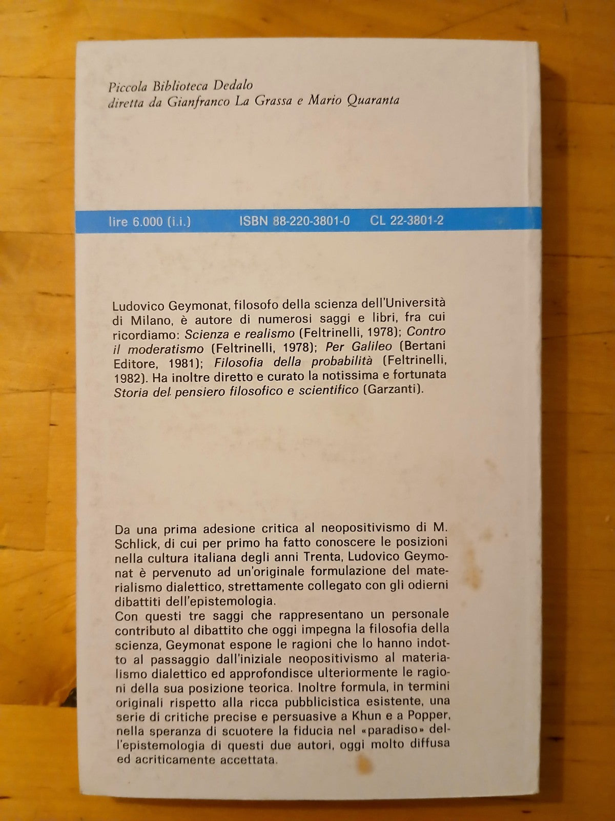 Riflessioni critiche su Kuhn e Popper - Ludovico Geymonat - Edizioni Dedalo 1983