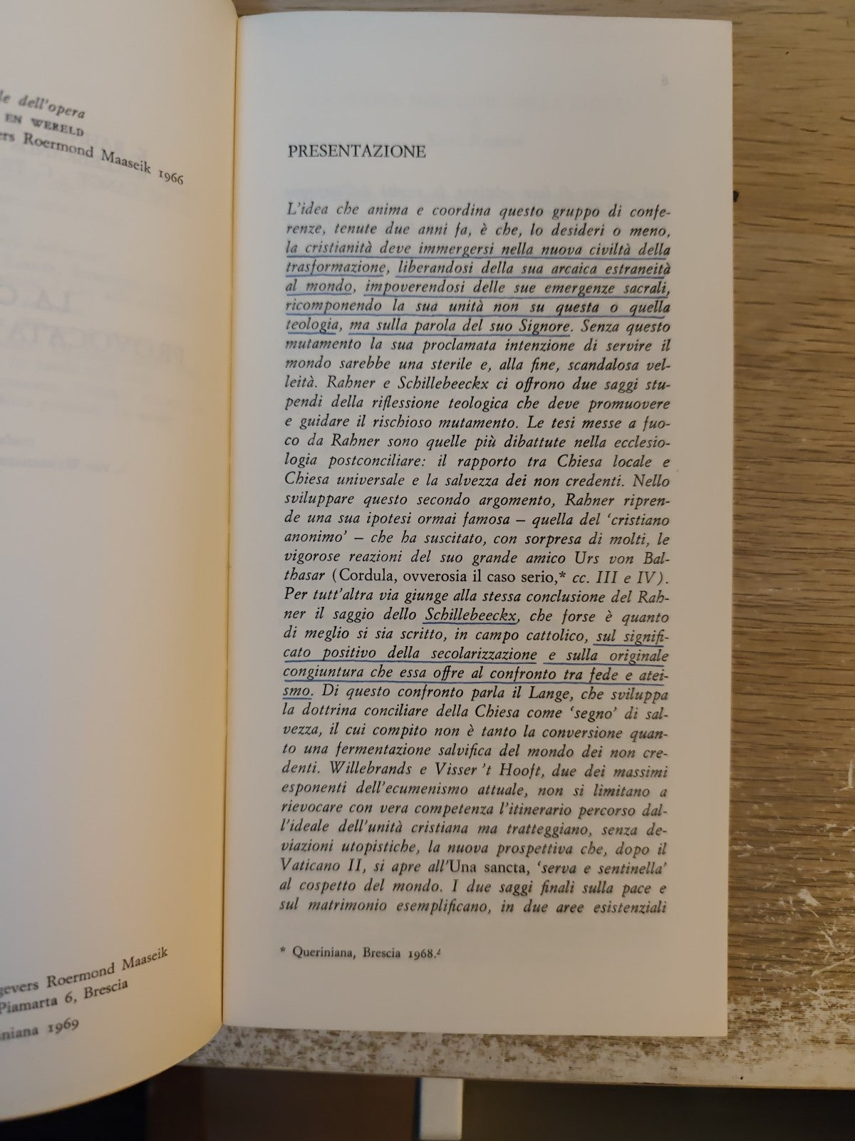La Chiesa Provocata Dal Mondo Theologia Publica, Queriniana 1969