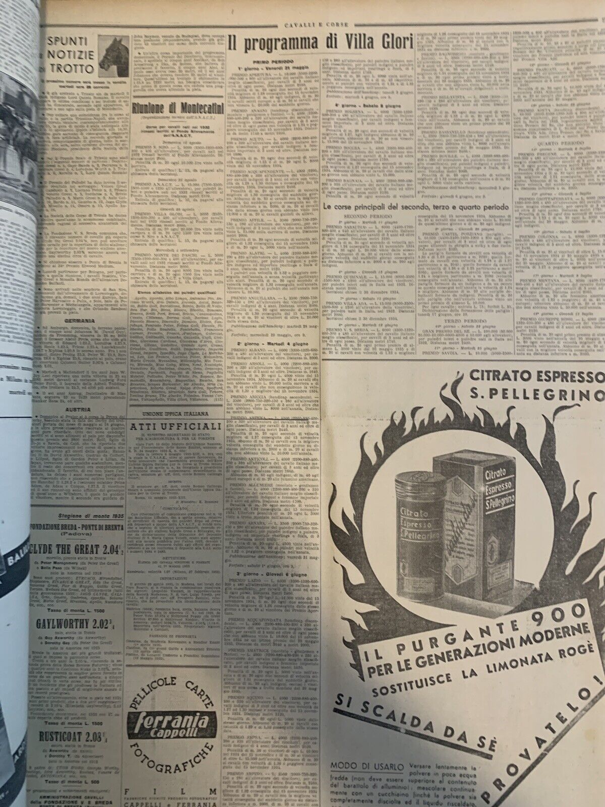 Cavalli e corse  rivista anno 1935, annata completa rilegata a libro