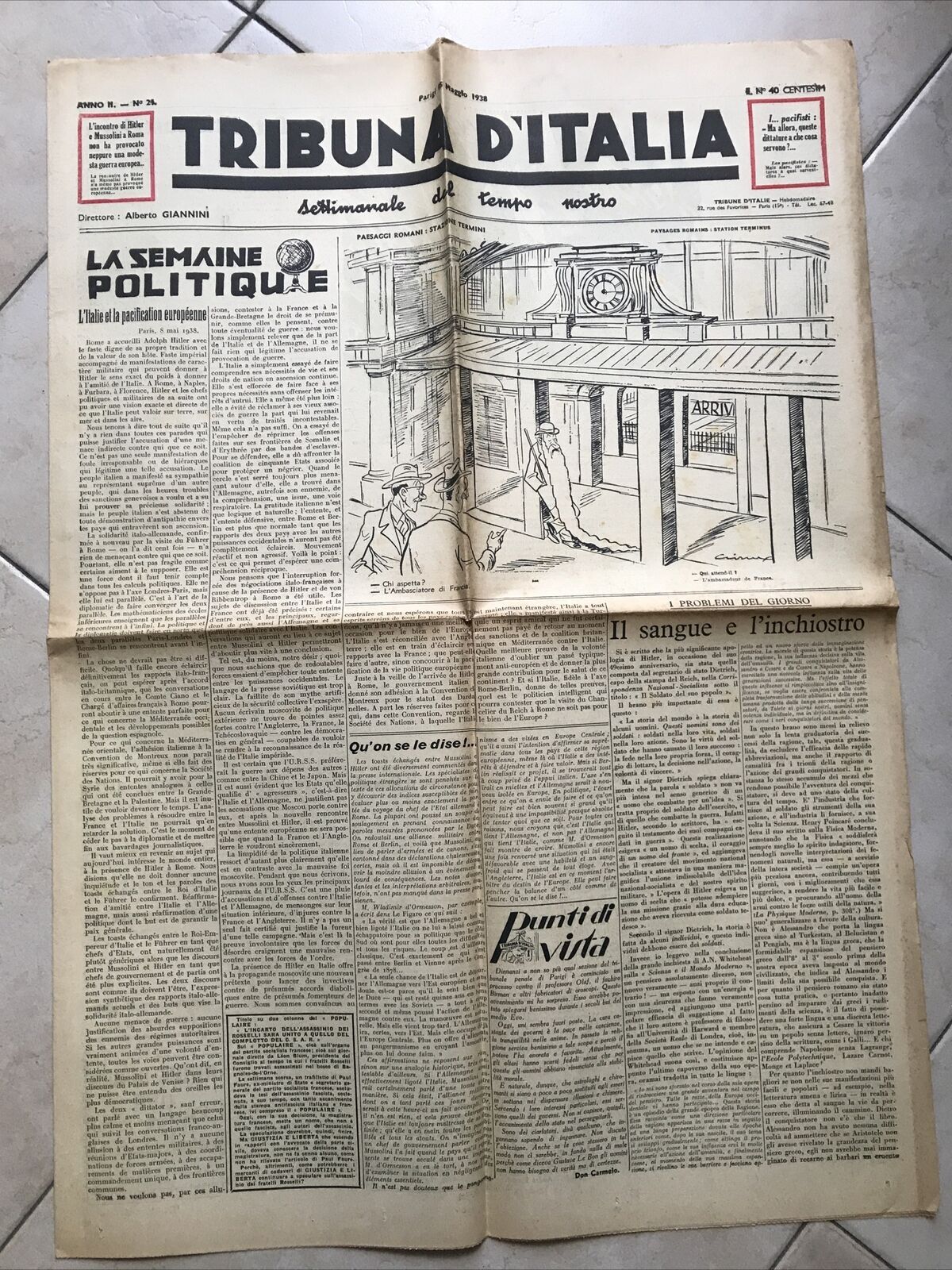 TRIBUNA D'ITALIA  anno 2 - N 21 - 1938 - SATIRA POLITICA
