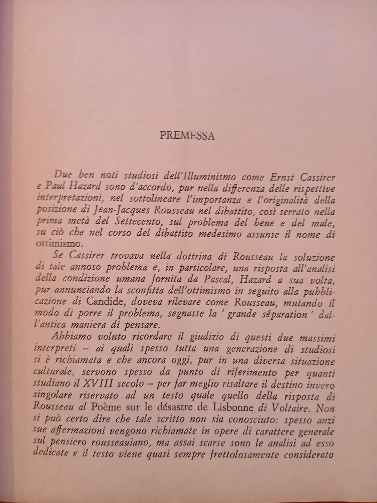L'ottimismo di Jean - Jacques Rousseau - Sansoni editore 1982