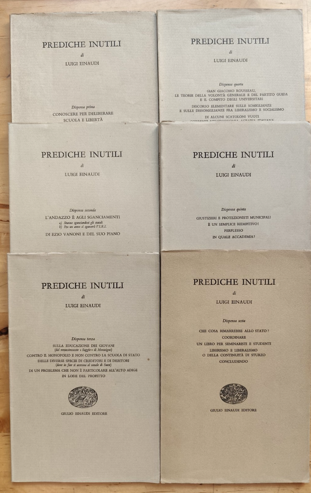 Prediche inutili di Luigi Einaudi. 6 volumi completa 1956
