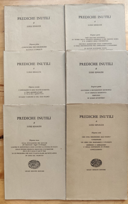 Prediche inutili di Luigi Einaudi. 6 volumi completa 1956
