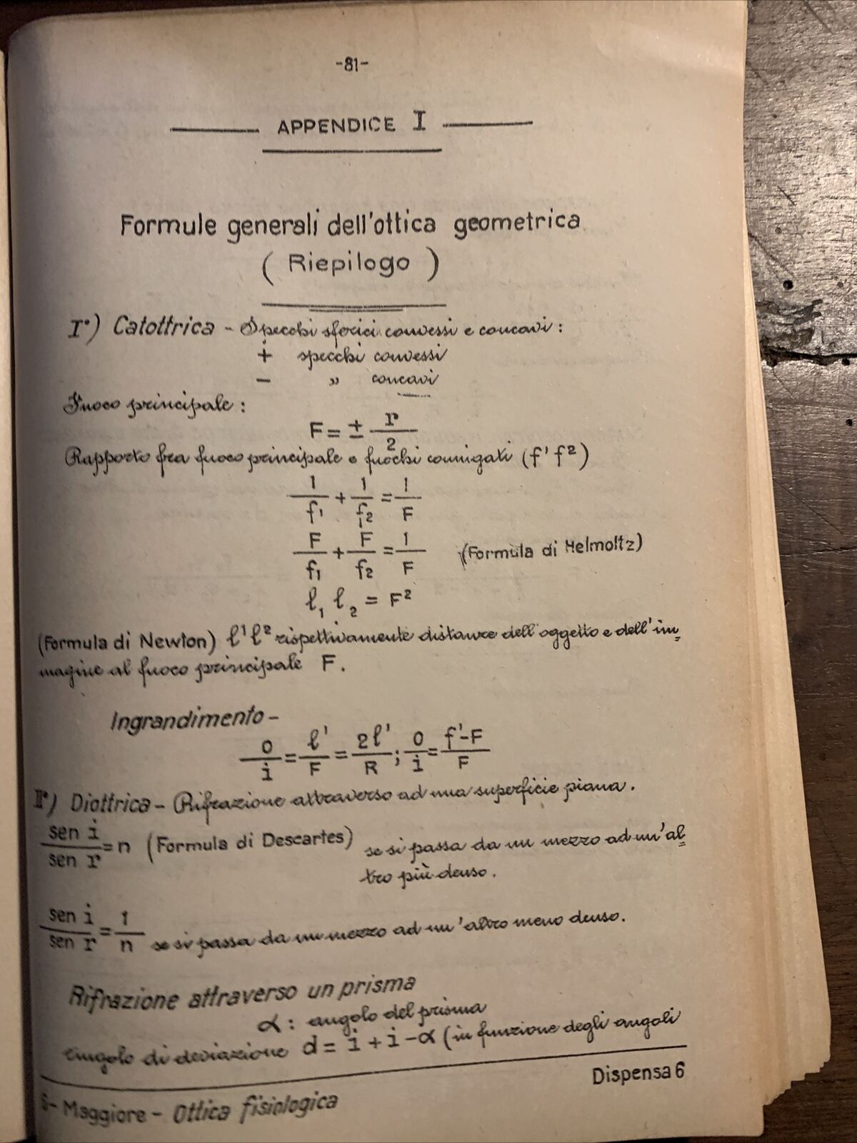 LEZIONI DI OTTICA FISIOLOGICA, Luigi Maggiore - Mario Bozzi 1948 #
