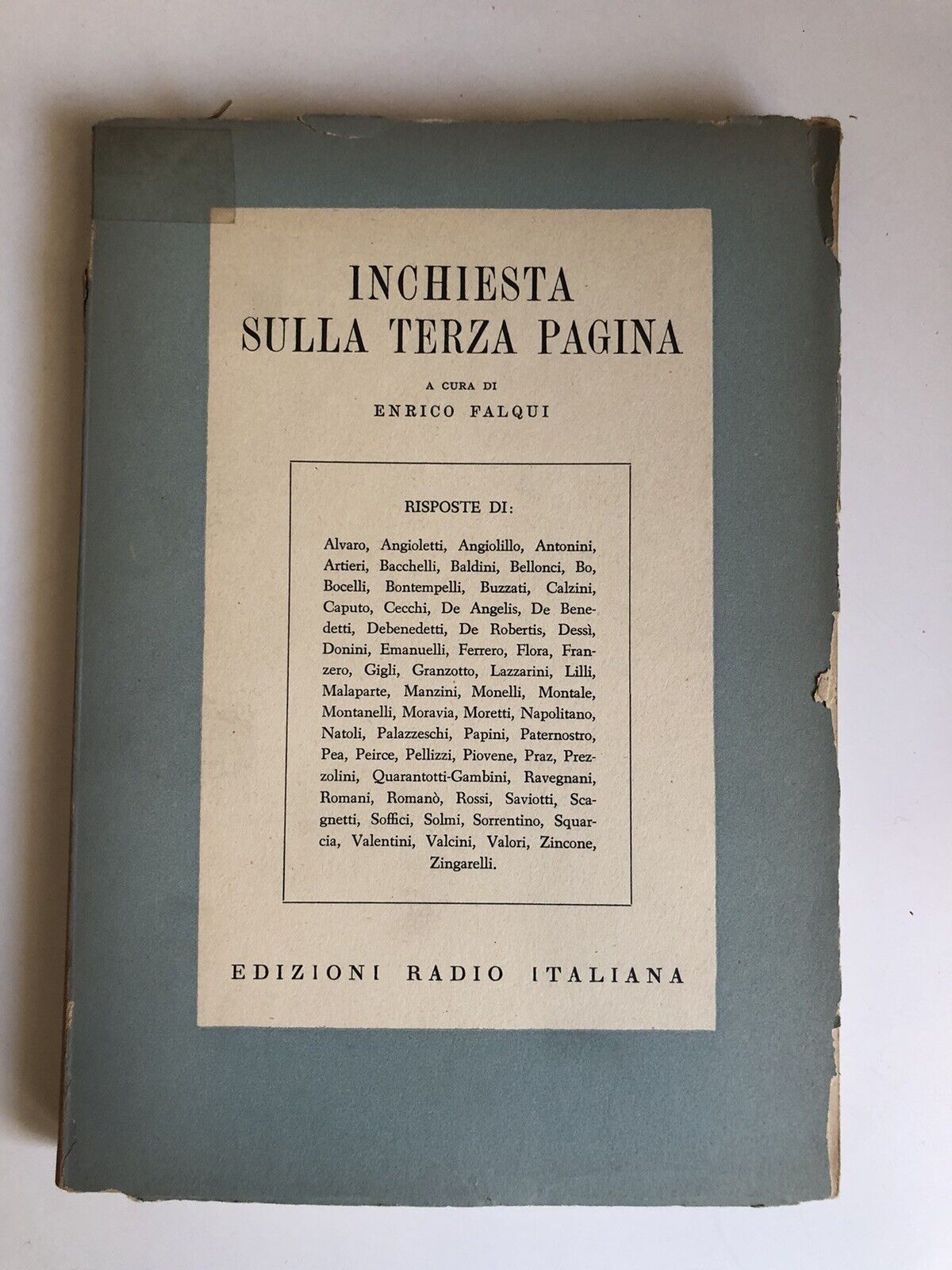 INCHIESTA SULLA TERZA PAGINA - ENRICO FALQUI, EDIZIONI RADIO ITALIANA, 1953