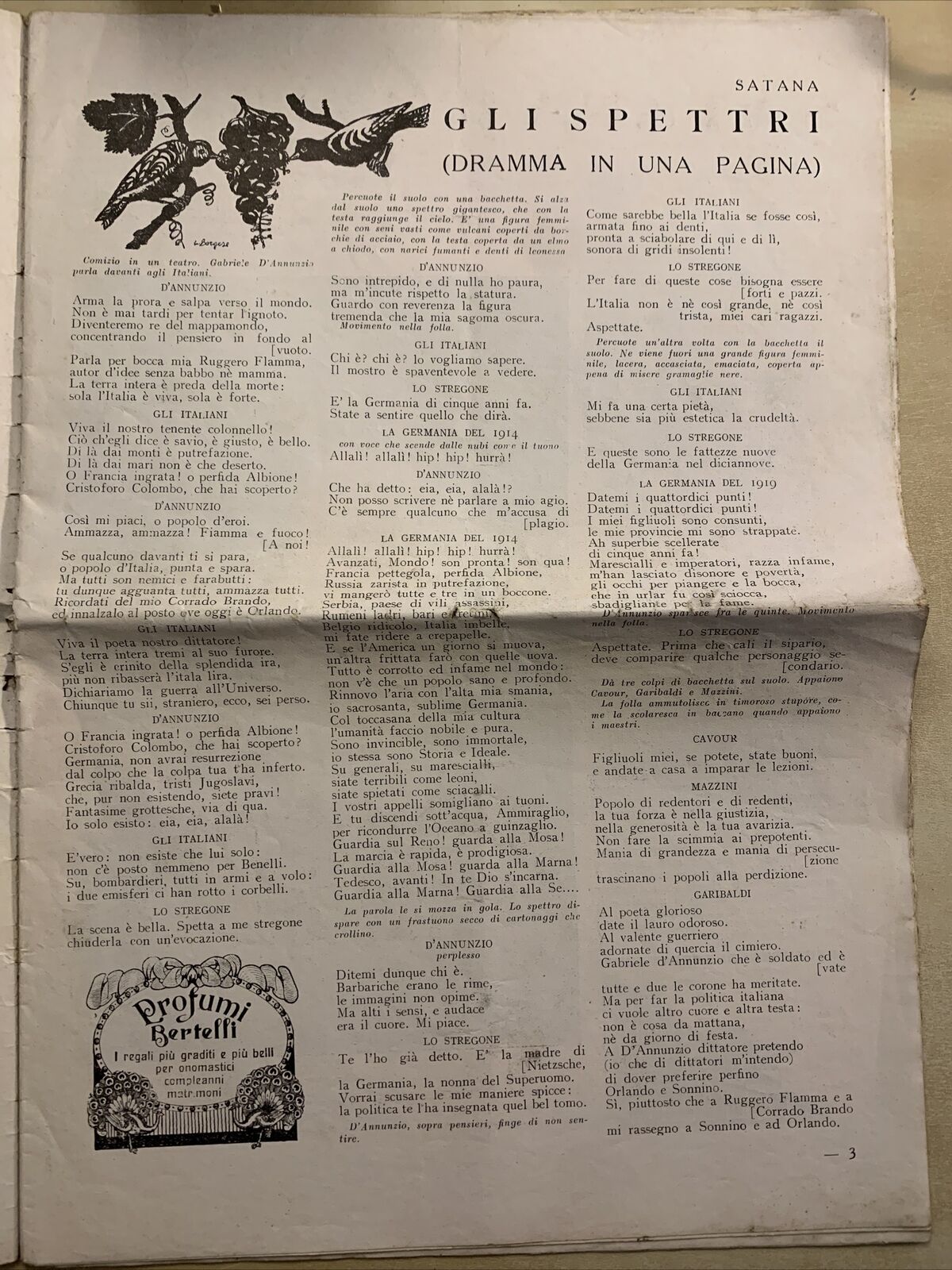 SATANA beffa settimanale di tutti i colori. Anno 1. numero 9. Giugno 1919