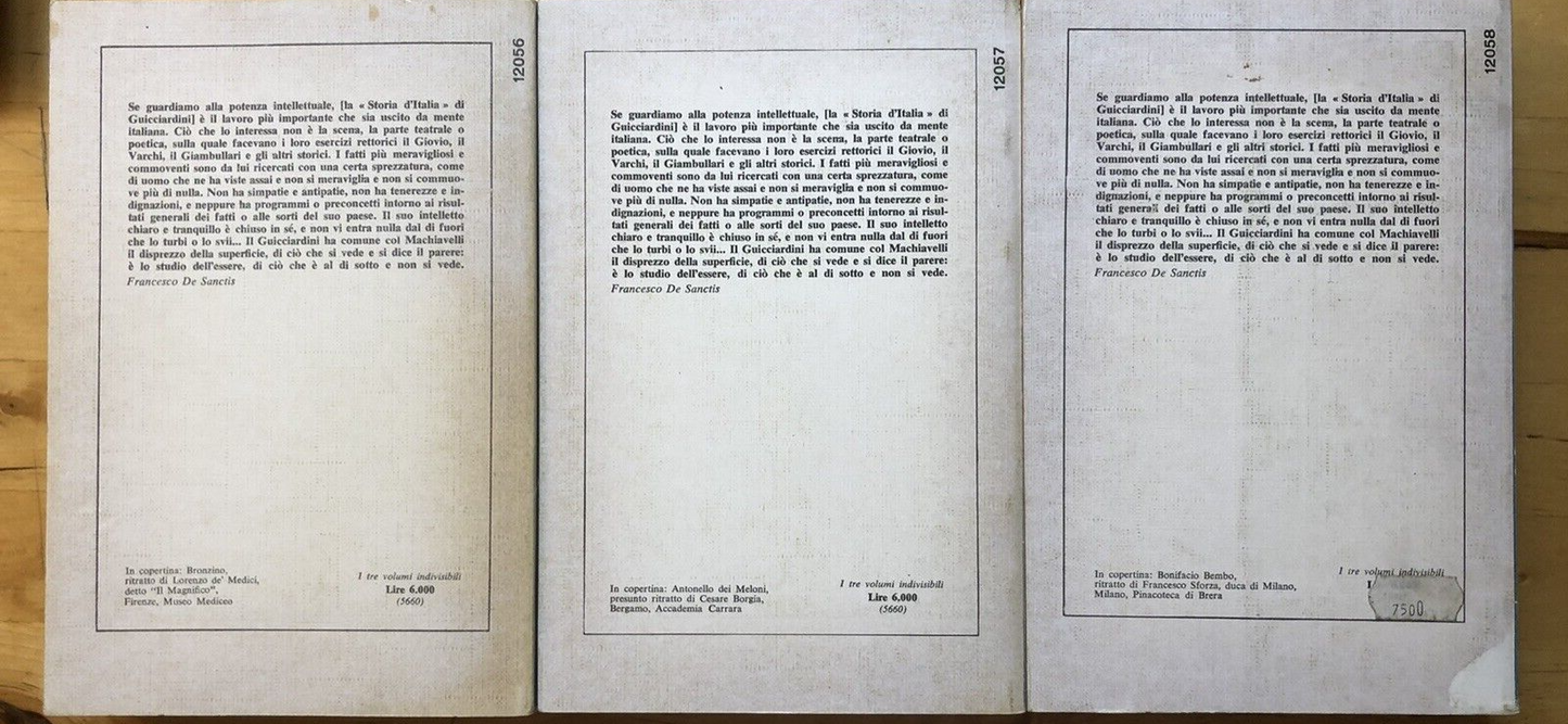 Storia d'Italia Francesco Guicciardini, 3 vol. Mondadori 1975
