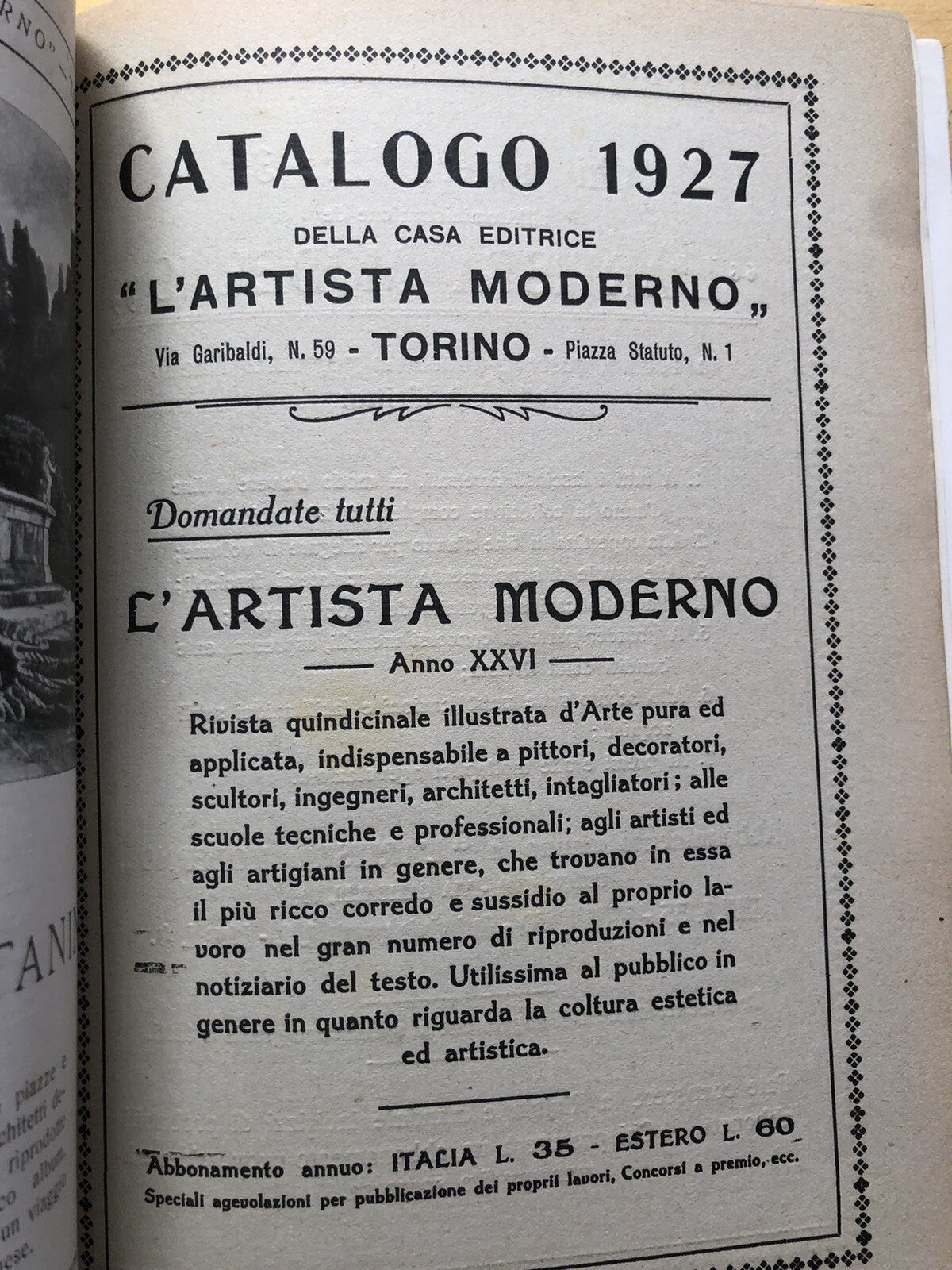 L'artista decoratore italiano volume 1  - 100 tavole, 1927