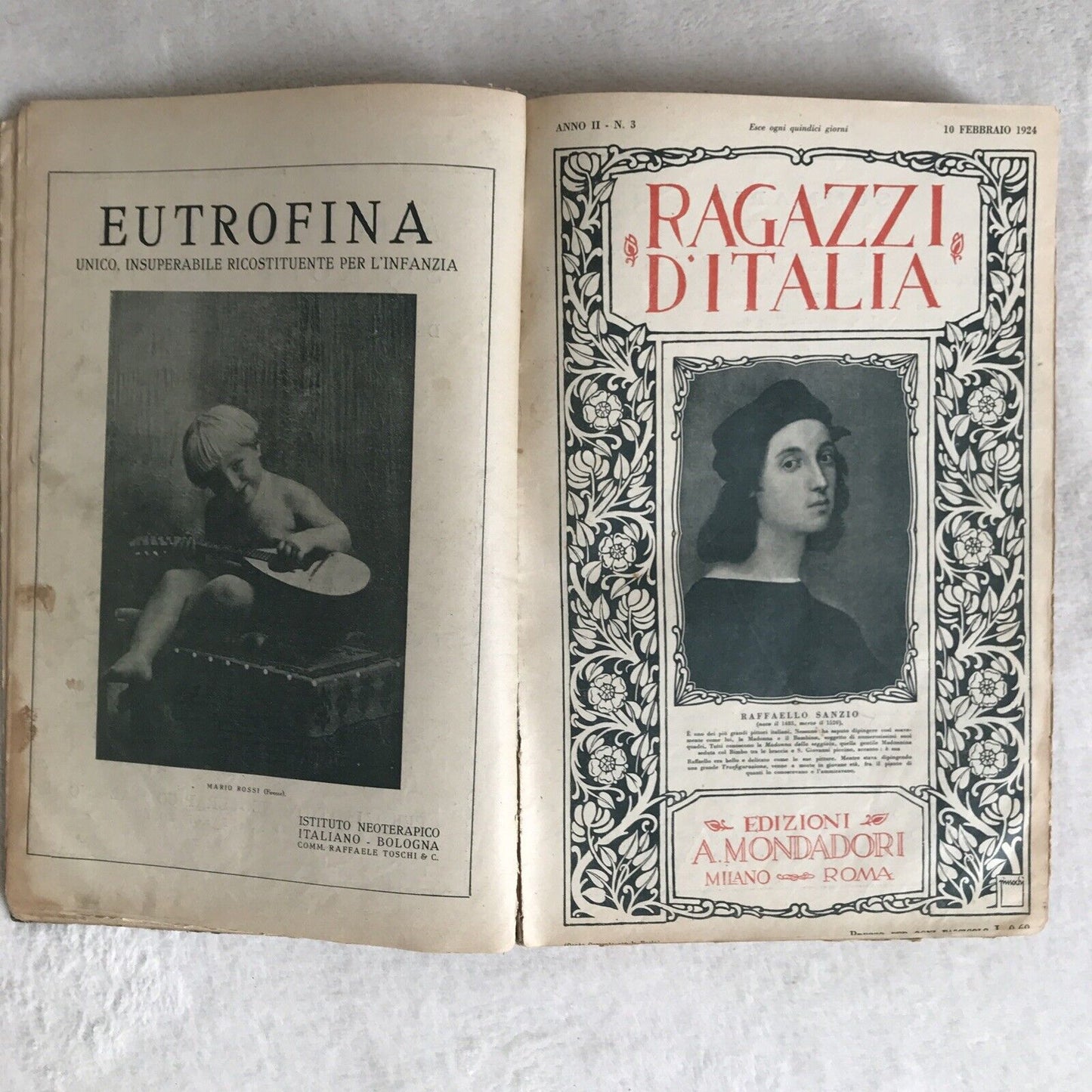 RAGAZZI D'ITALIA, anno II completo, quindicinale 24 numeri.annata 1924 MONDADORI