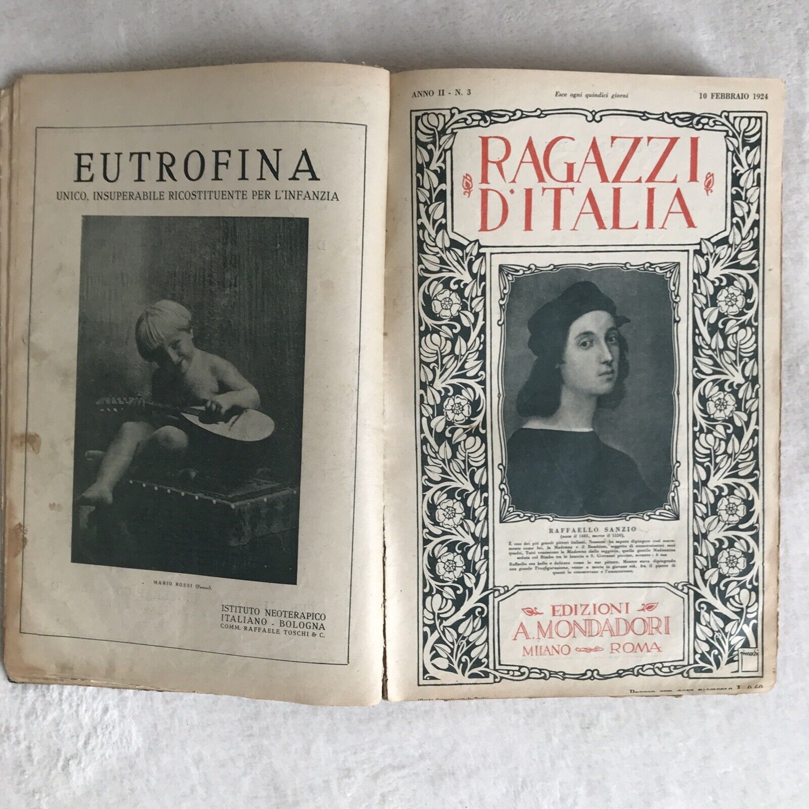 RAGAZZI D'ITALIA, anno II completo, quindicinale 24 numeri.annata 1924 MONDADORI