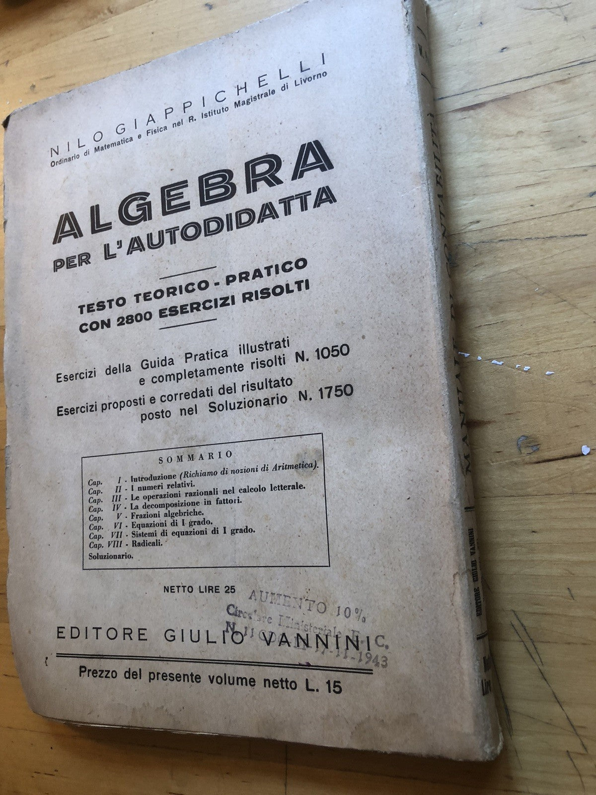 Manuale di contabilità per l'autodidatta - Walter Poli, Ed. Giulio Vannini 1942