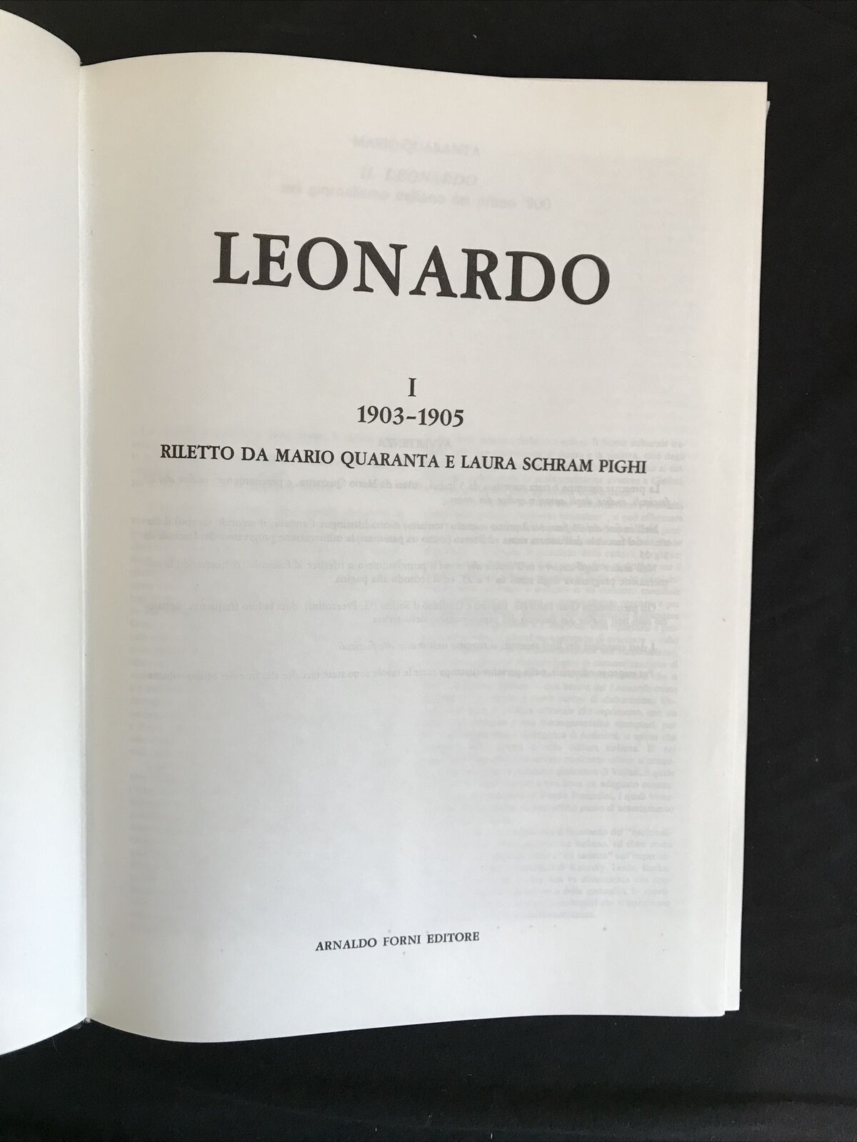 LEONARDO 1903-1905 riletto da Mario Quaranta e L. Schram Pighi, A. Forni Editore