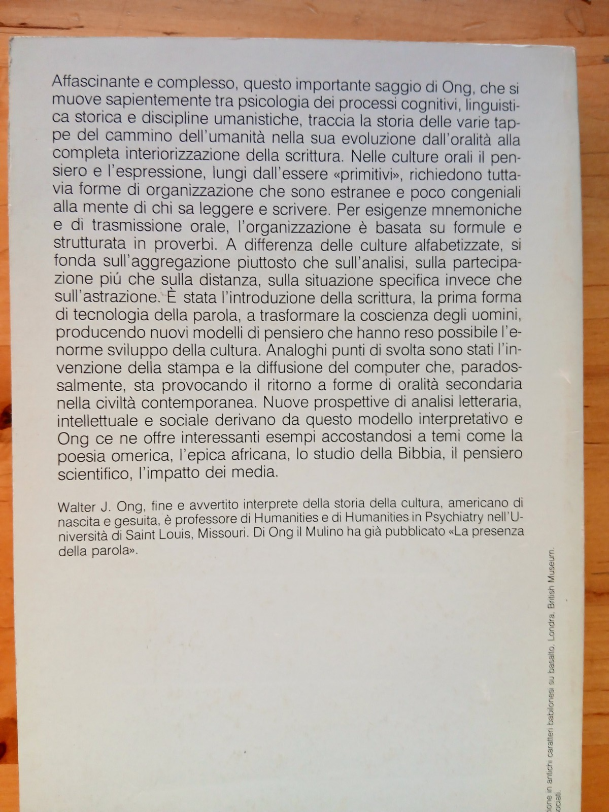 Oralità e scrittura. Le tecnologia della parola - Walter J. Ong - Il Mulino 1986