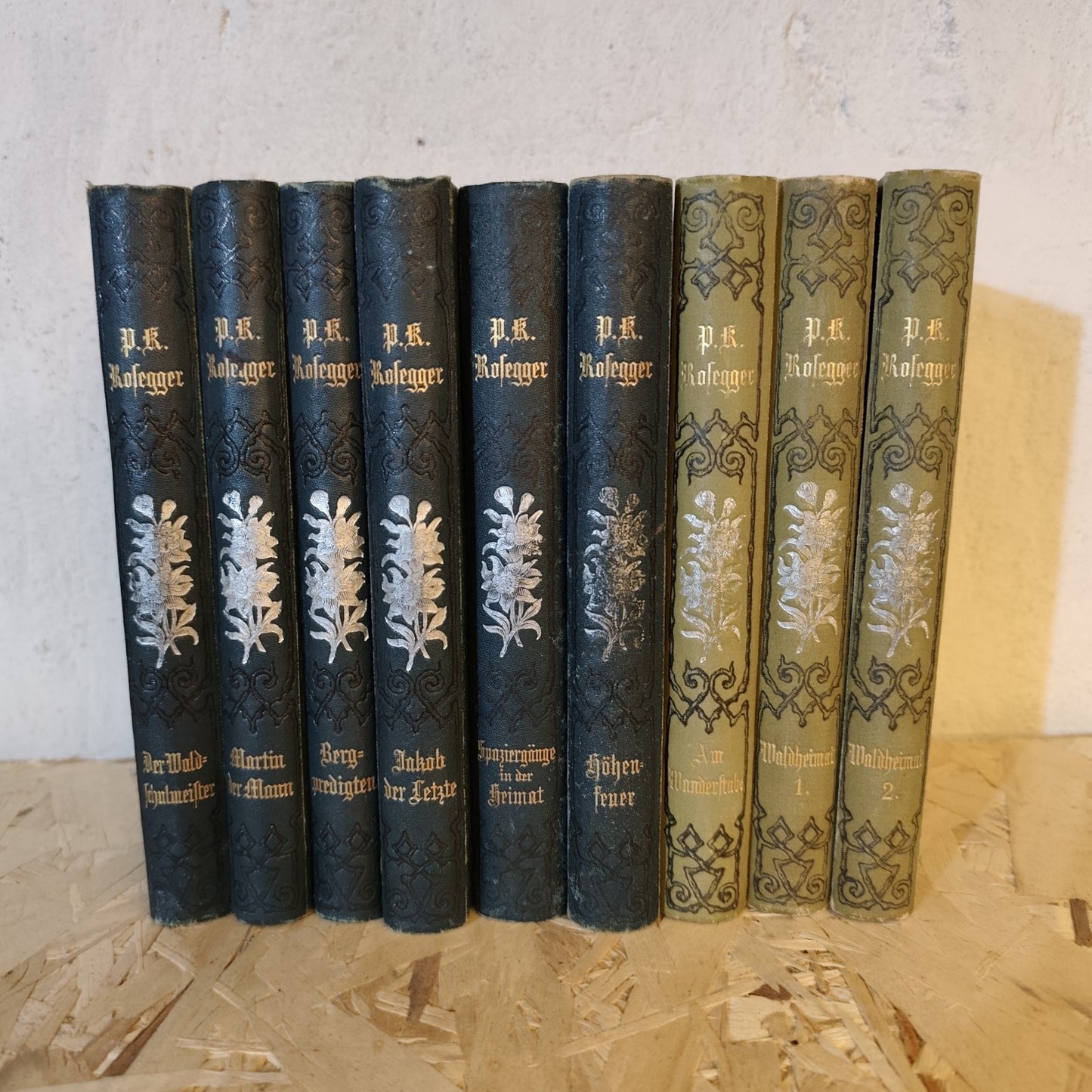 9 Bände P.K. Rosegger - Prachteinbände - A. Hartleben Verlag - Ende 19. Jh.