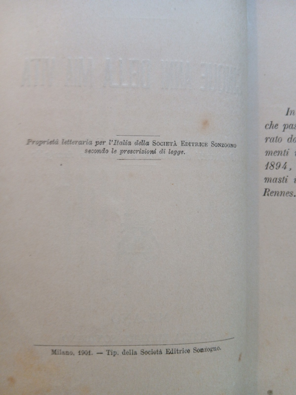 Cinque anni della mia vita - Alfredo Dreyfus - Sonzogno 1901