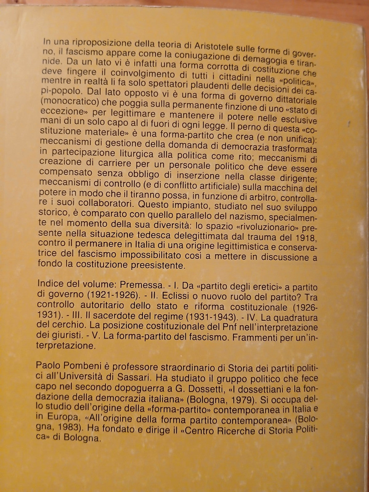 Demagogia e tirannide - Paolo Pombeni, forma partito del Fascismo Il Mulino 1984