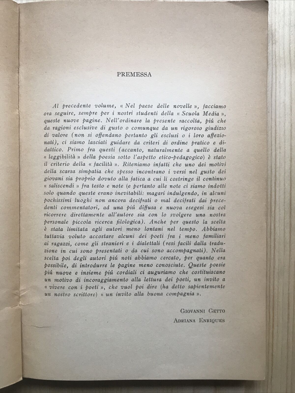 NEL PAESE DELLA LIRICA, Giovanni Getto - Adriana Enriques, Zanichelli  1957