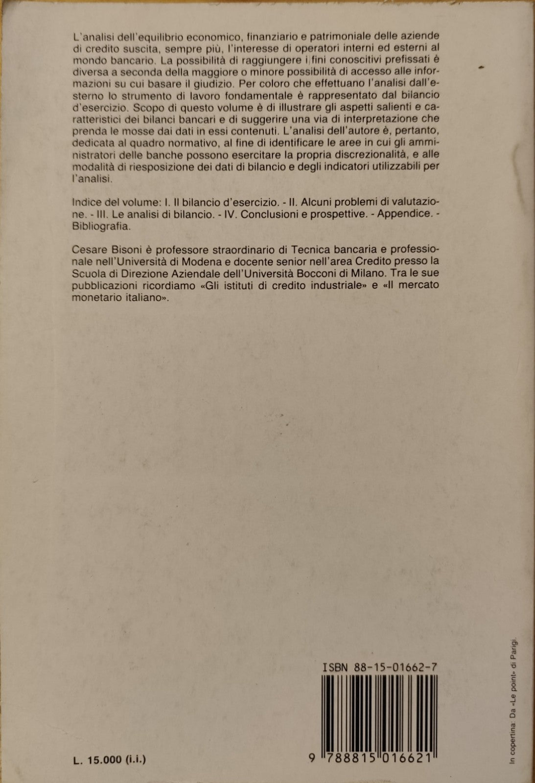 Il bilancio delle banche - Cesare Bisoni - Il Mulino 1988