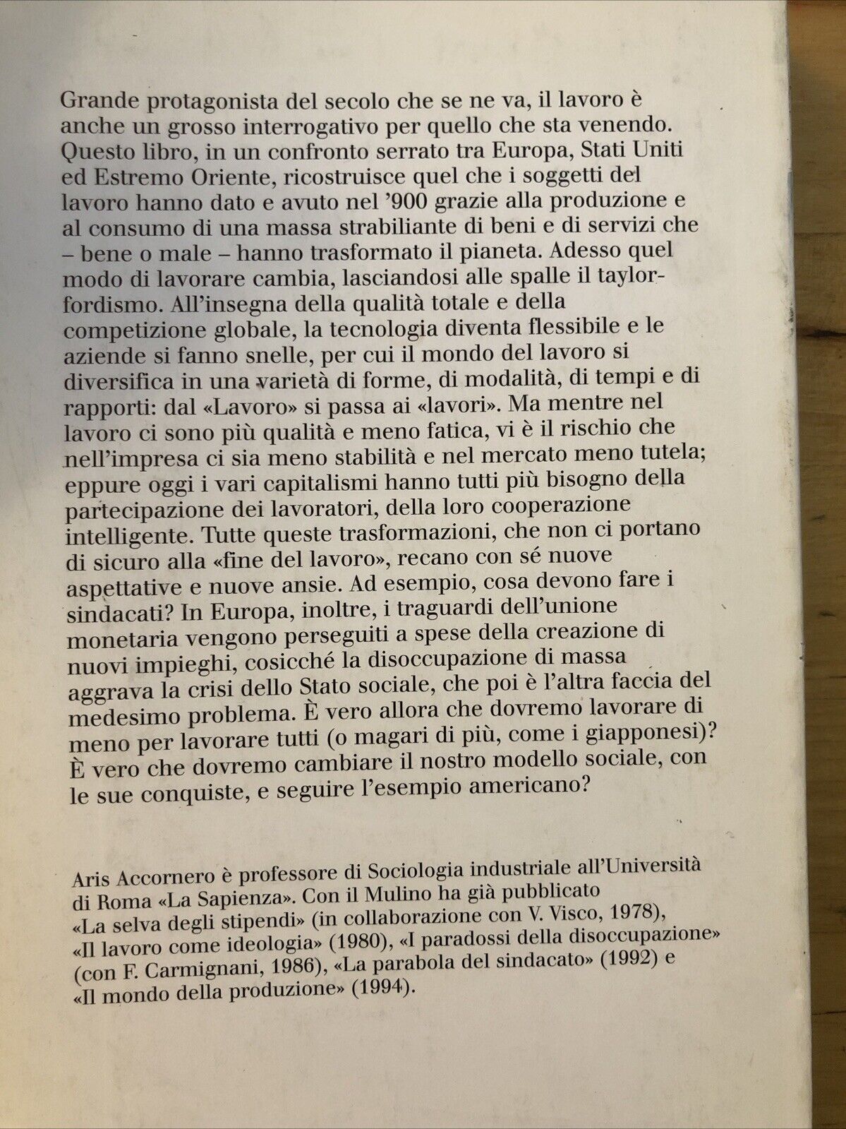 Era il secolo del lavoro, Aris Accornero. il Mulino 1997