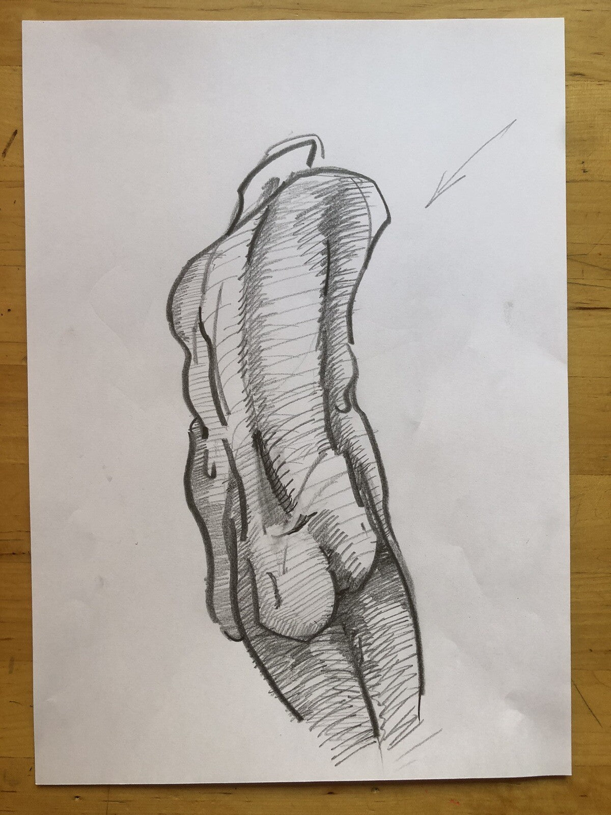 Disegno matita studio maschile, astratto Schizzo bozzetto a mano 30x21cm