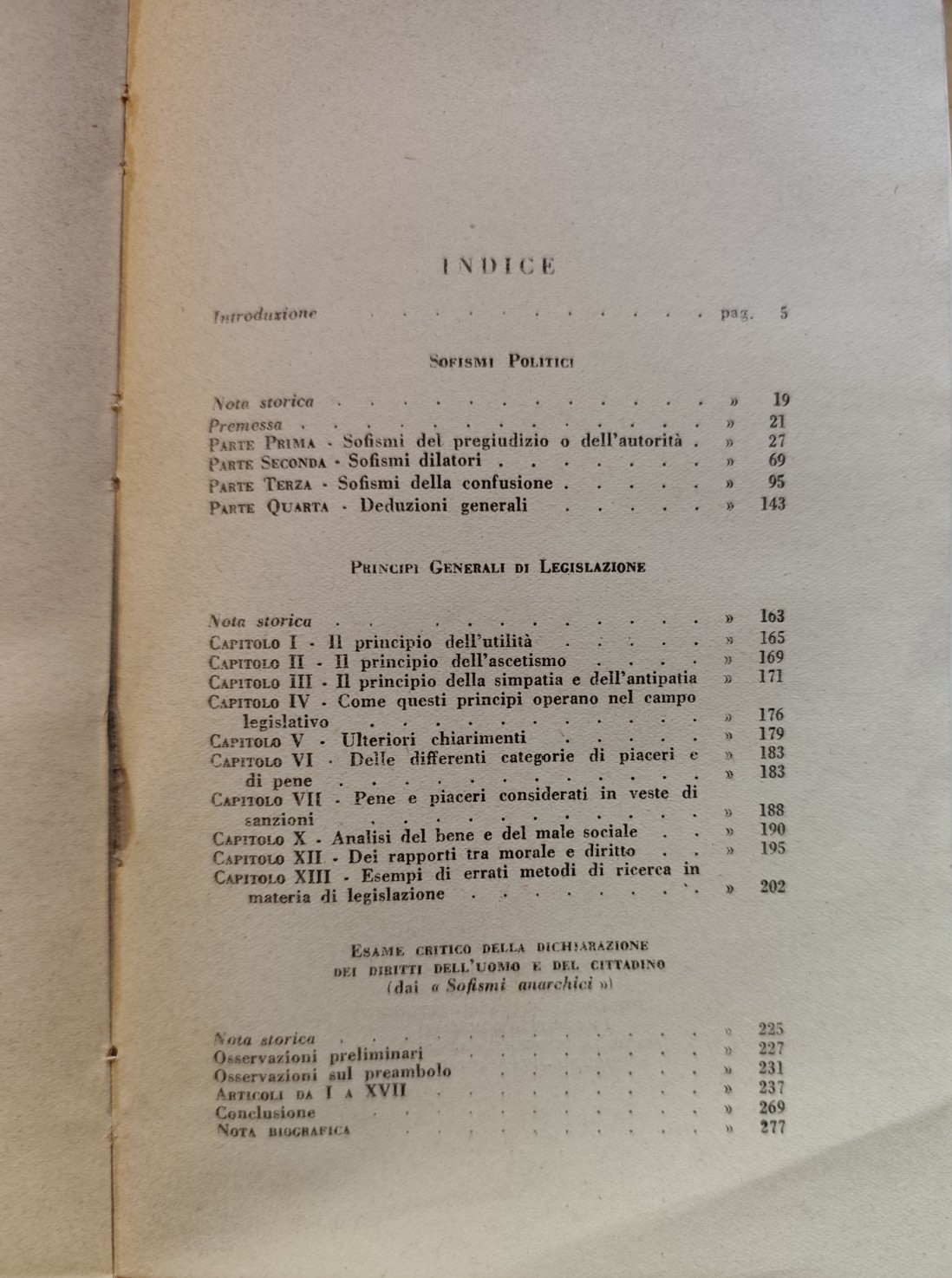 Sofismi politici - Jeremy Benthan, Bompiani 1947 - intr. Pietro Crespi