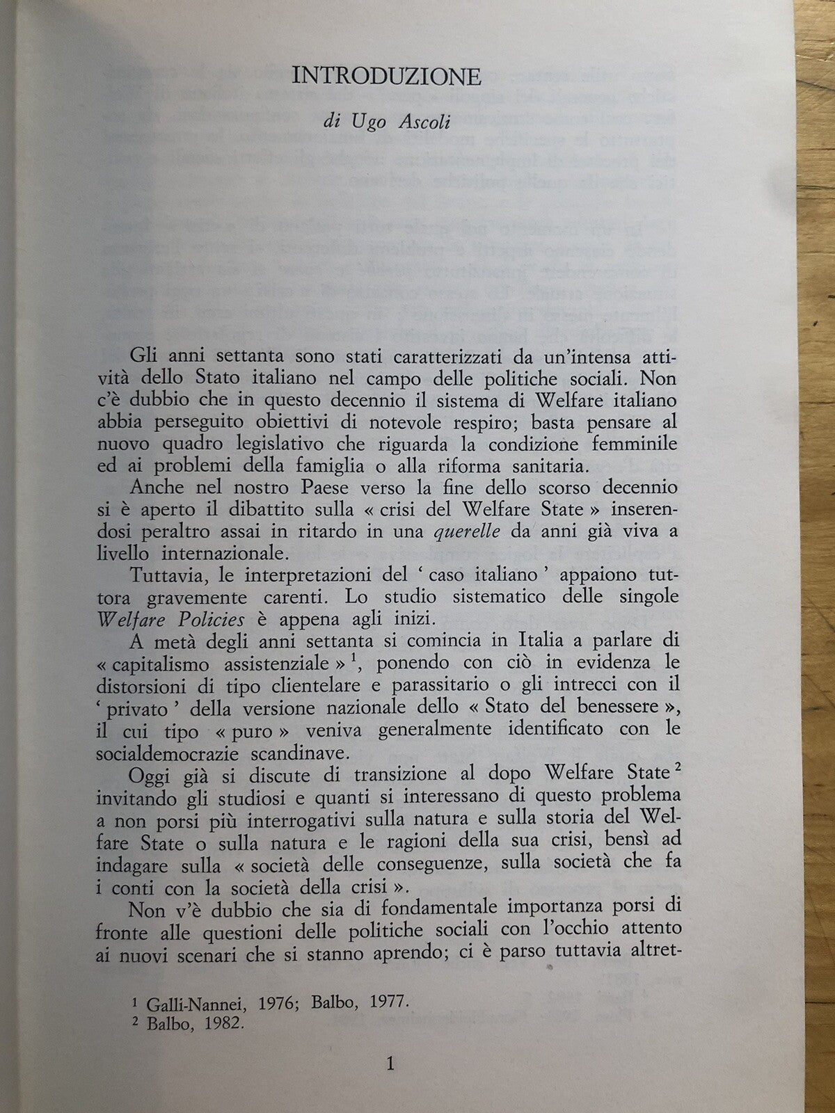 Welfare State all'Italiana - Ugo Ascoli, Laterza 1984