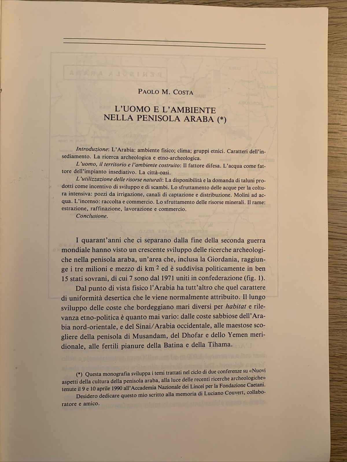 L'UOMO E L'AMBIENTE NELLA PENISOLA ARABA. PAOLO M. COSTA 1991 accademia Lincei