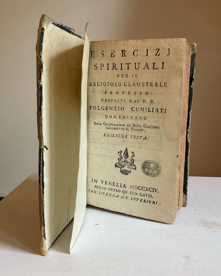 Esercizj spirituali per Religioso Claustrale professo, Fulgenzio Cuniliati 1794
