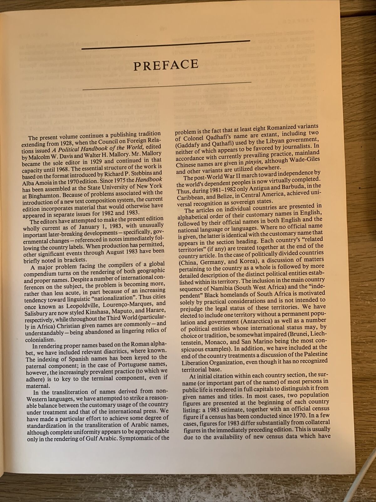 Political Handbook of the World, 1982-1983: Governments and Intergovernmental