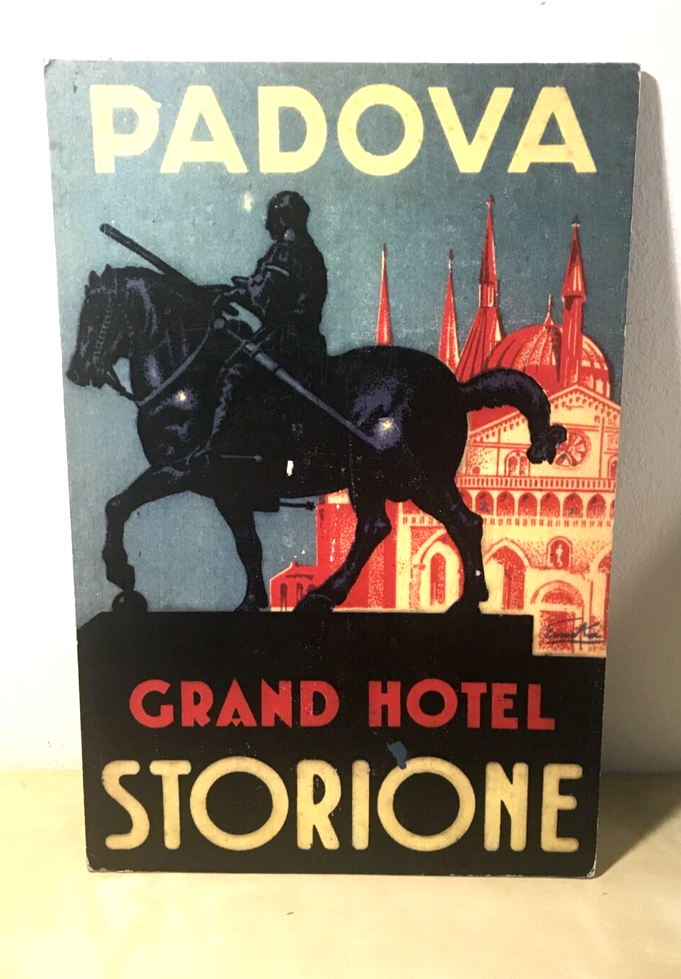 GRAND HOTEL STORIONE PADOVA - albergo Targa pubblicitaria Vintage