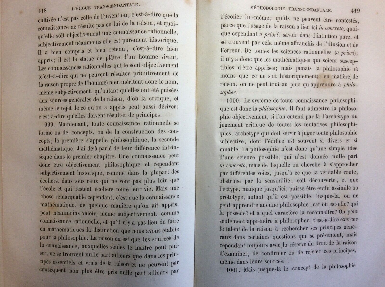 CRITIQUE DE LA RAISON PURE, KANT, LADRANGE, 1864 tome second, traduit par Tissot