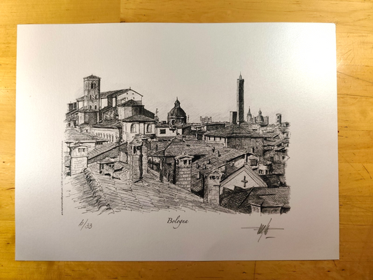 Bologna veduta - Stampa d'Autore Mario Mattei - Tiratura Limitata 6/33 - Firmata