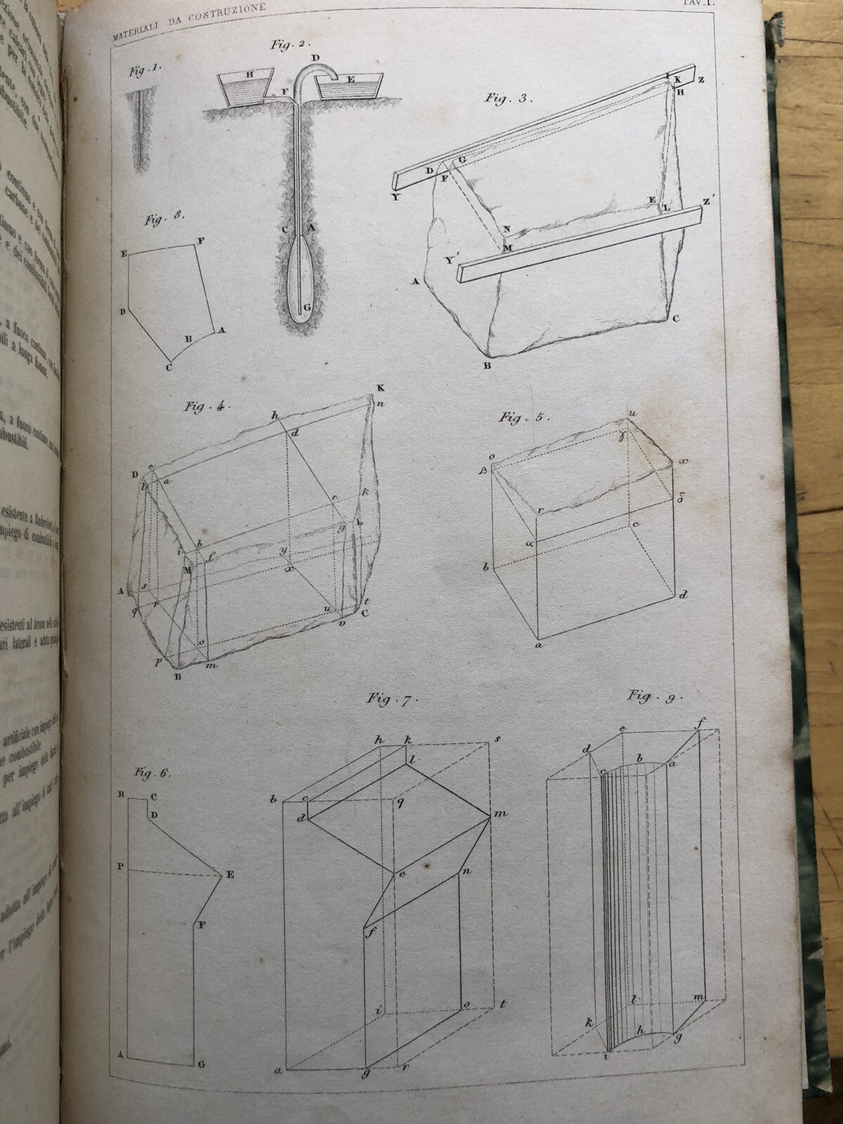 Materiali da costruzione Curioni Giovanni 1864 Prima edizione, legatura in pelle