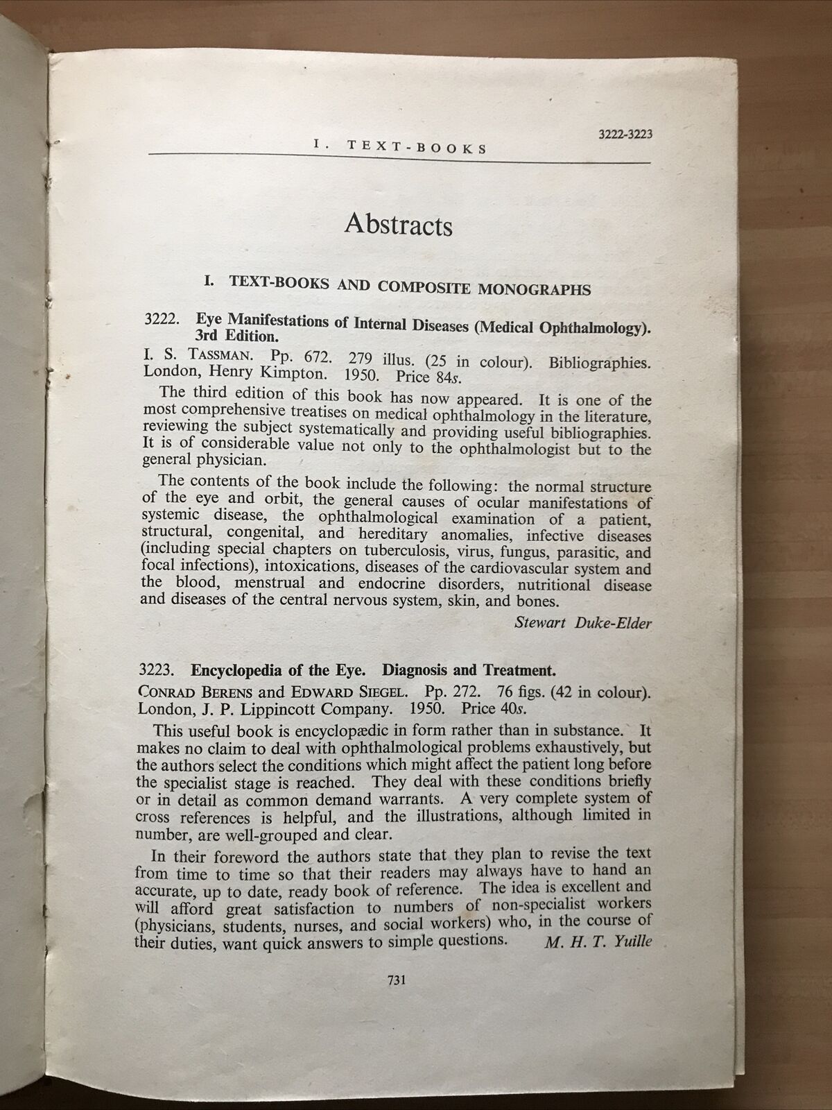 OPHTHALMIC LITERATURE - OFTALMOLOGIA 1950 Stewart Duke Elder voll.  4 pt.5-6-7