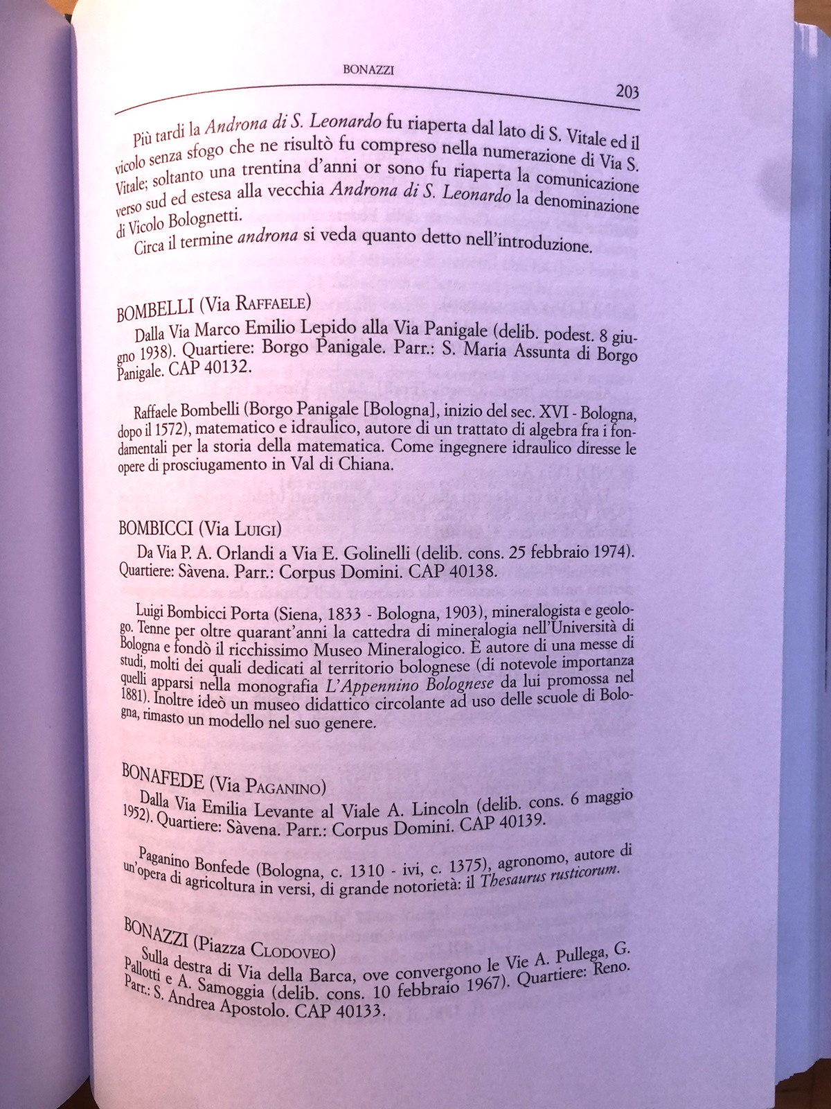 Le vie di Bologna saggio di toponomastica storica, Mario Fanti, 2 voll. 2000