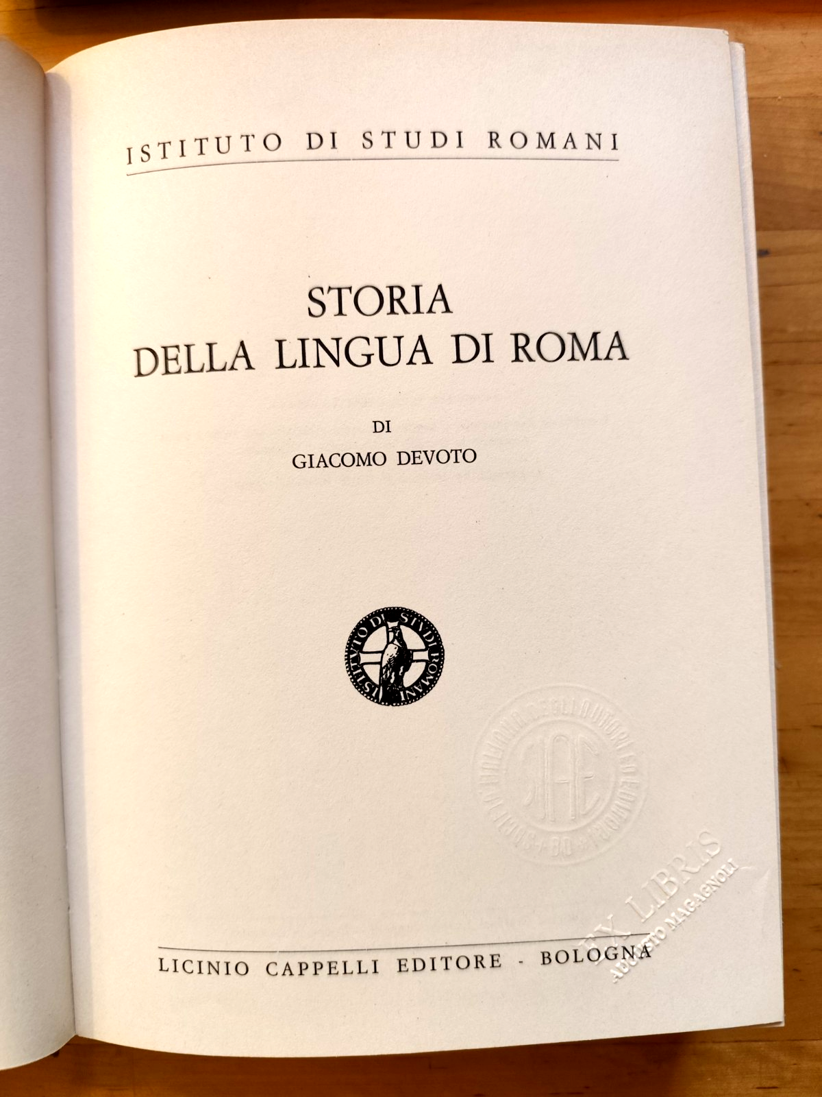 Storia della lingua di Roma, Giacomo Devoto - Cappelli ed. 1969