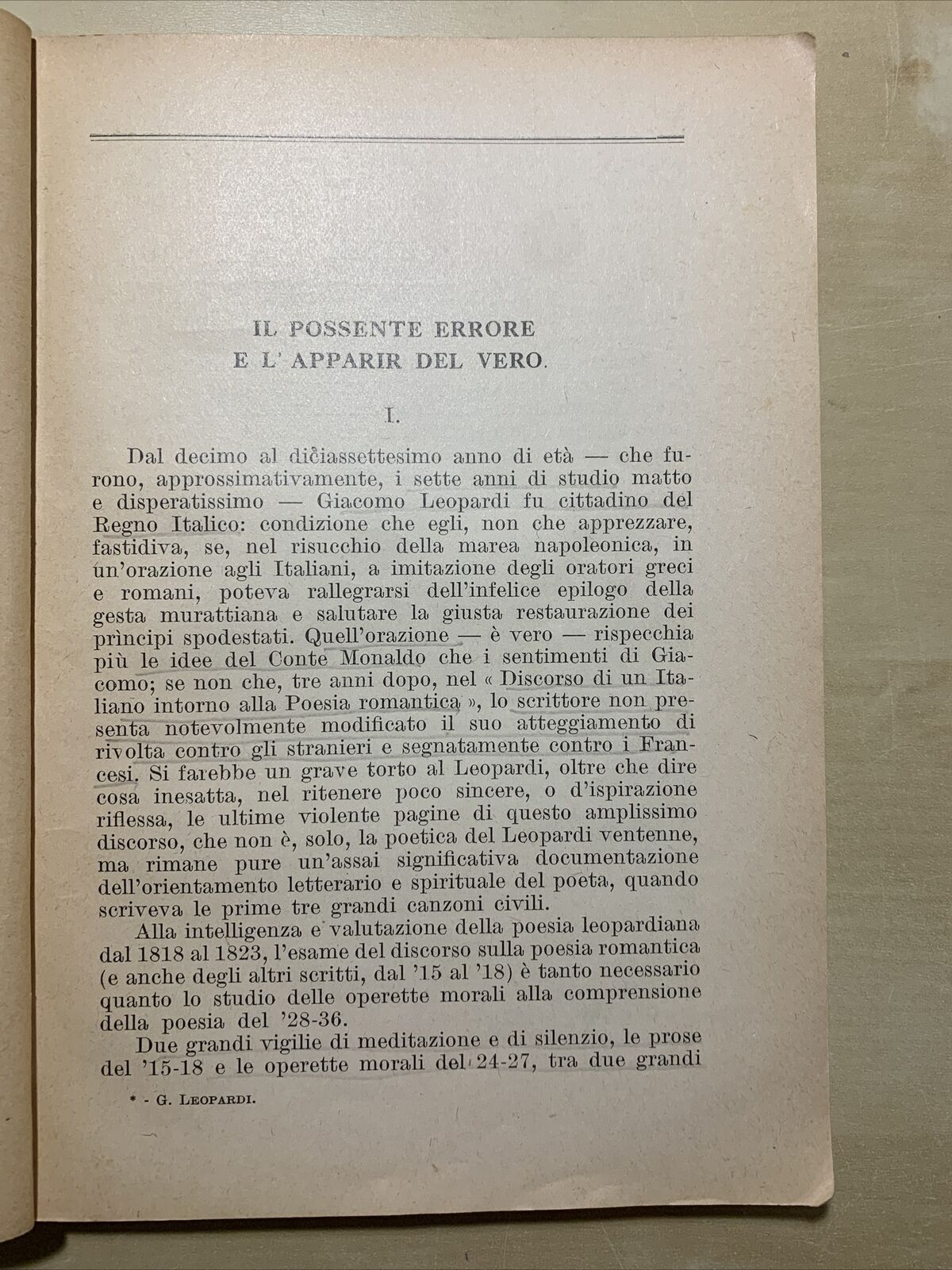 GIACOMO LEOPARDI - CANTI 1939, introduzione di E. Fusco ( autografo di Fusco)