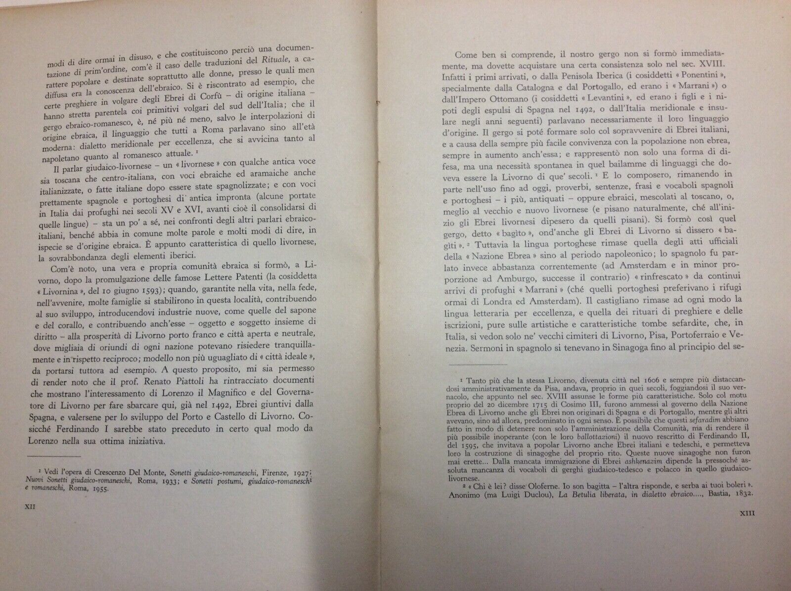 EBREI DI LIVORNO TRADIZIONI E GERGO GUIDO BEDARIDA LE MONNIER 1956 ebraismo