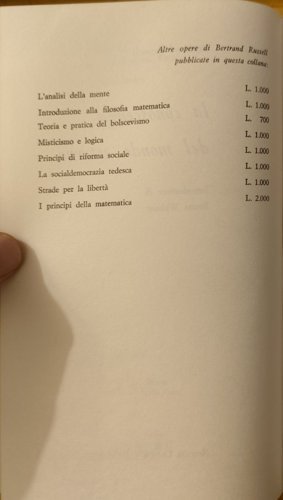La conoscenza del mondo esterno Bertrand Russel, Newton Compton 1971