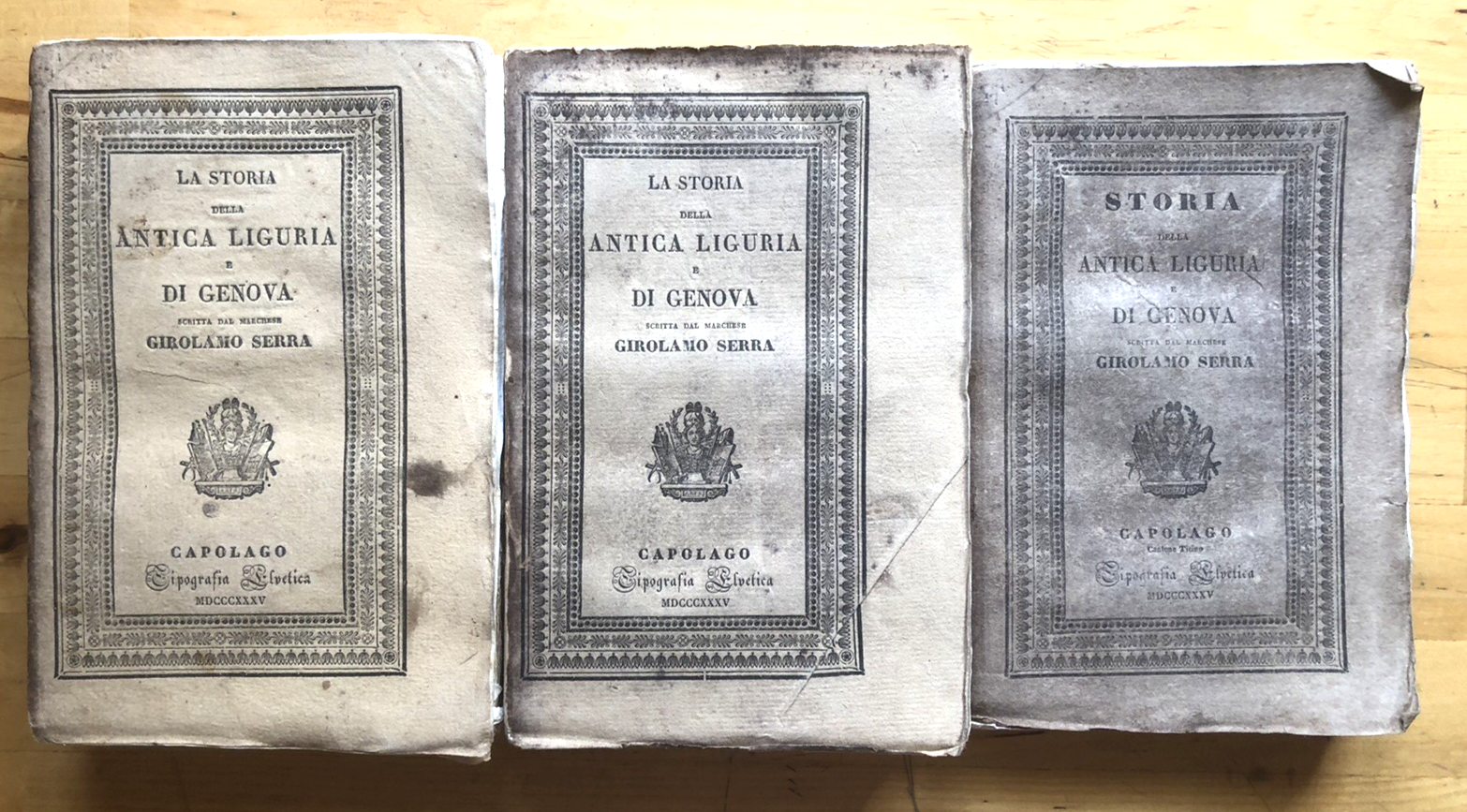 La storia della antica Liguria e di Genova, Girolamo Serra 1835 3 voll. Elvetica