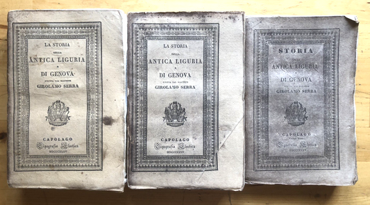 La storia della antica Liguria e di Genova, Girolamo Serra 1835 3 voll. Elvetica