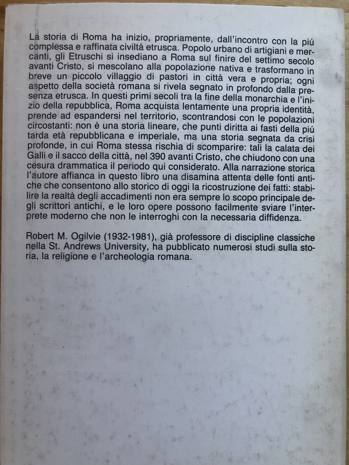 Le origini di Roma, Robert M. Ogilvie - il Mulino ed. 1984