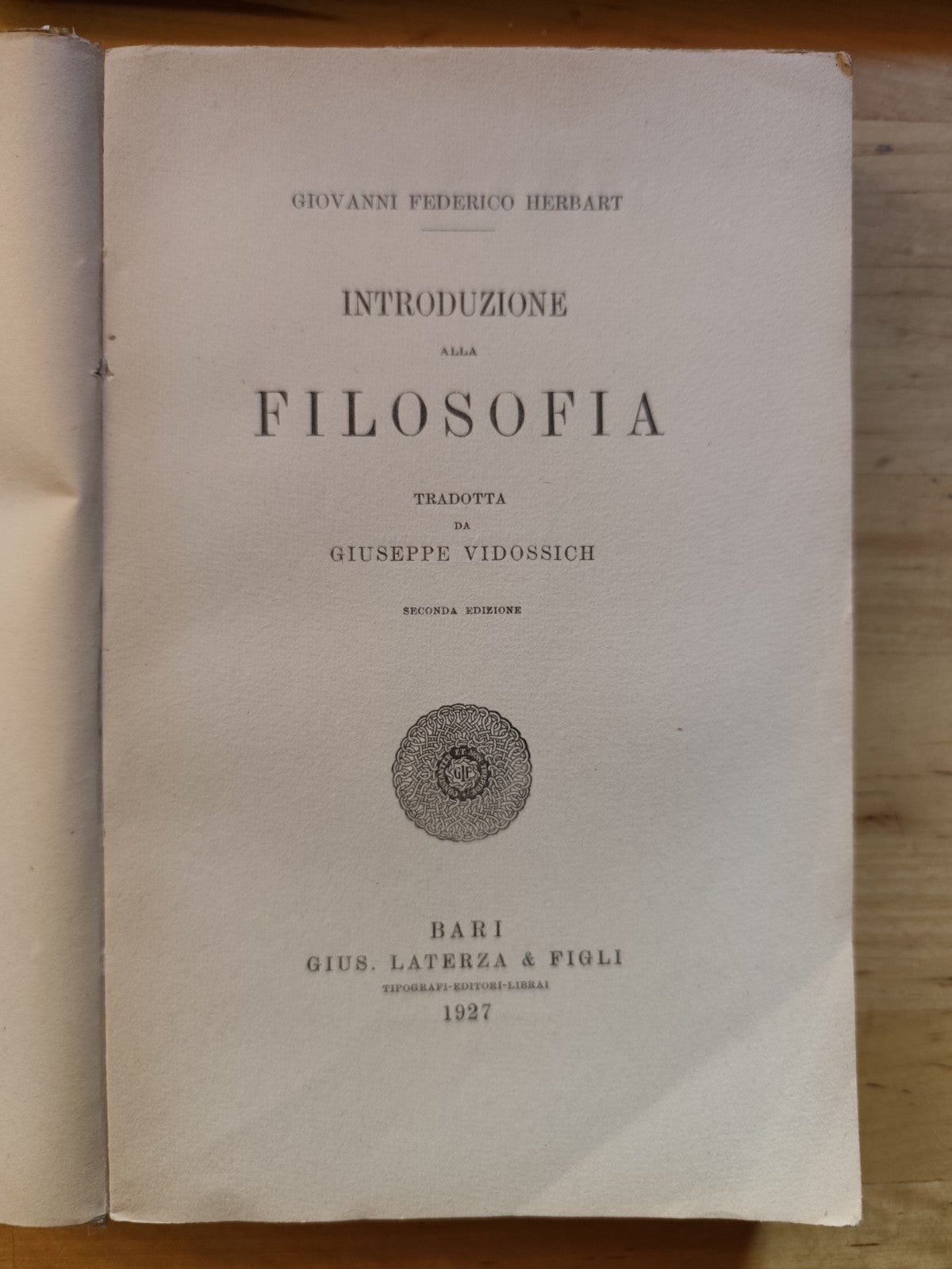 Introduzione alla Filosofia G. F. Herbart - Laterza 1927