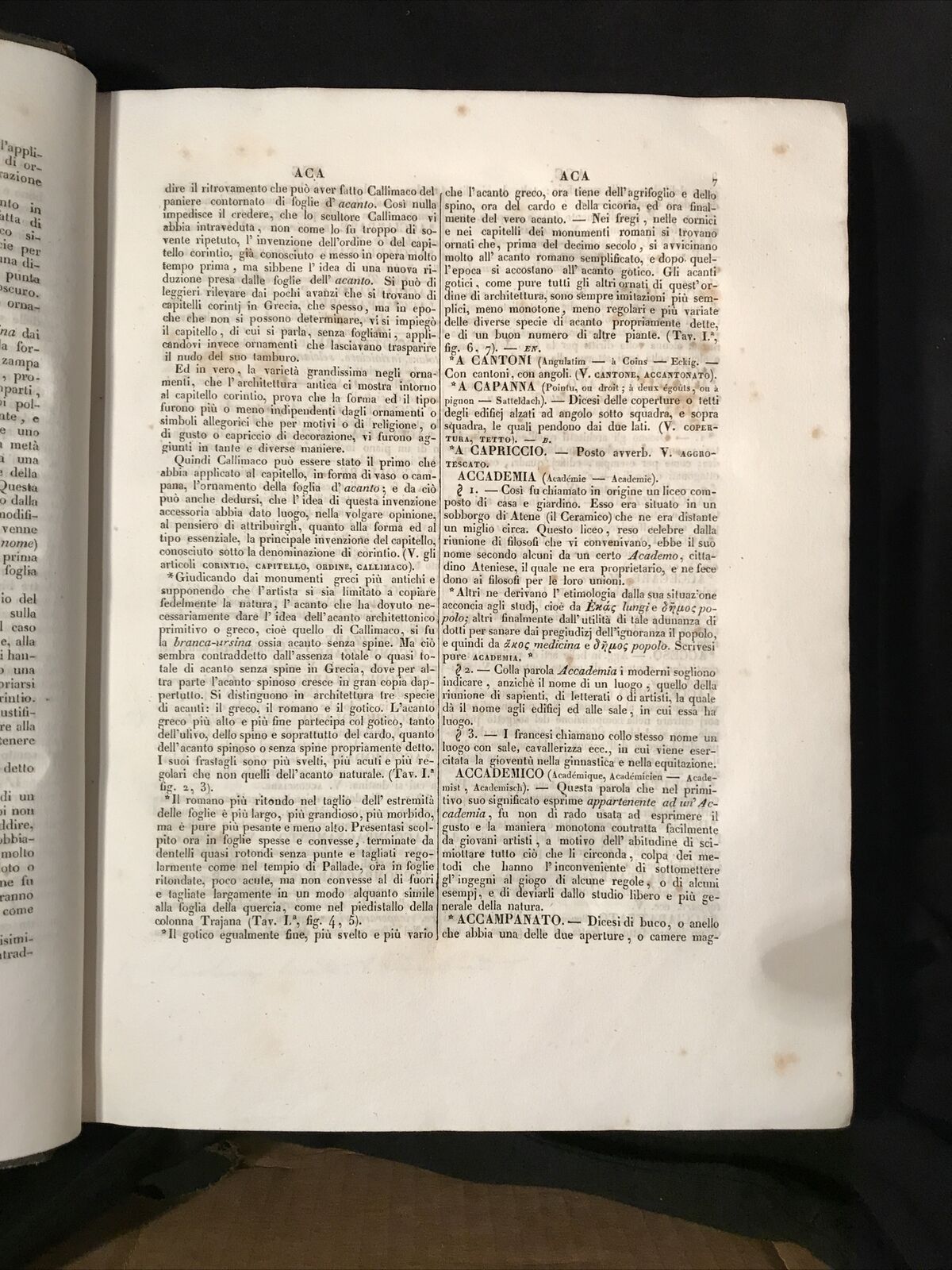 Dizionario storico di Architettura, A. Mainardi, F.lli Negretti ed. 1842 VOL 1