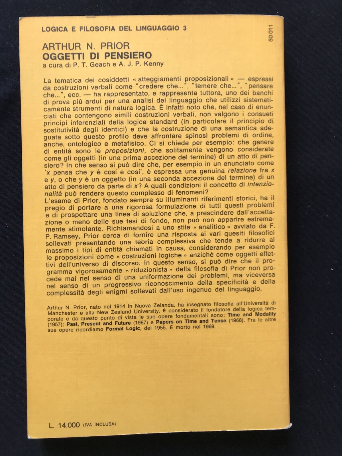 OGGETTI DI PENSIERO - Arthur N. Prior, Feltrinelli Bocca, Prima edizione 1981 #